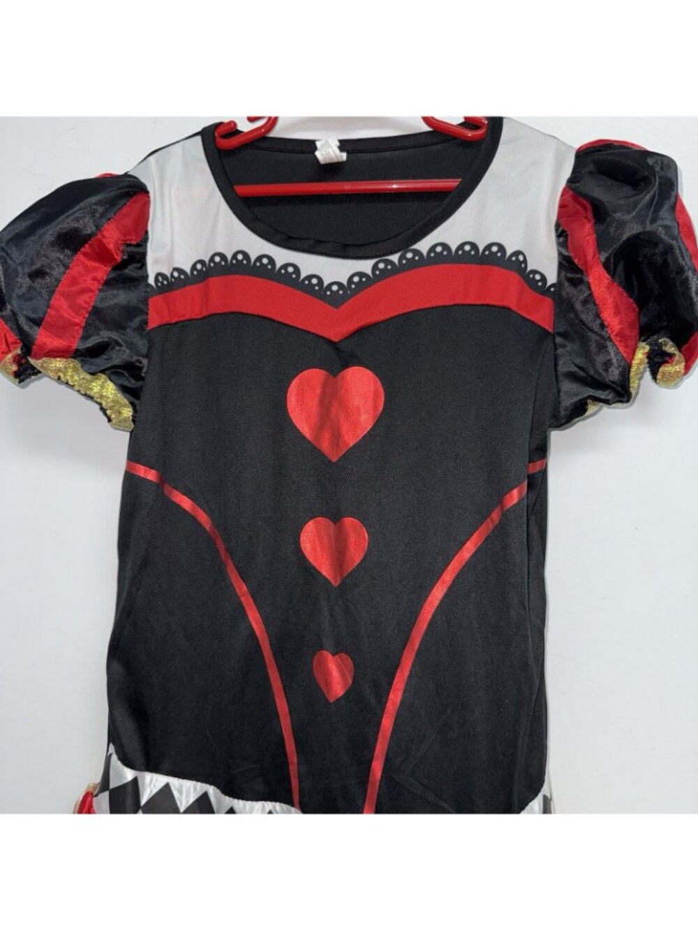 Queen Of Hearts Halloween Costume Dress Girls Size M L Alice In Wonderland - Picture 2 of 6